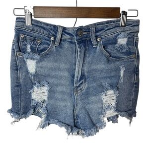 Almost Famous Distressed Denim Blue Women's Shorts size 3